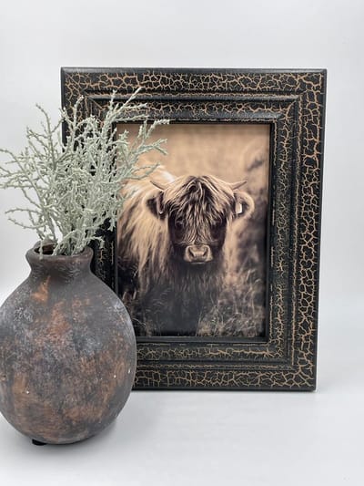 Fotolijst craquelé zwart bruin Schotse Hooglander maat L | 121199 | Home Sweet Home | Stoer & Sober Landelijke Woonstijl