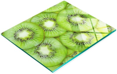 Multifunctionele decoratieve snijplank voor de keuken, gemaakt van gehard glas, kiwi-motief, 60x52 cm