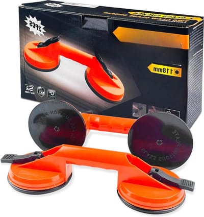Zuignappen voor tegels en glas - antislip handgreep - 100 kg draagvermogen - veilig transport - oranje