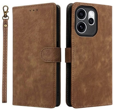 Coverup Hoesje - Geschikt voor OPPO Reno15 Pro Hoesje - Coverup Book Case met Koord - Bruin