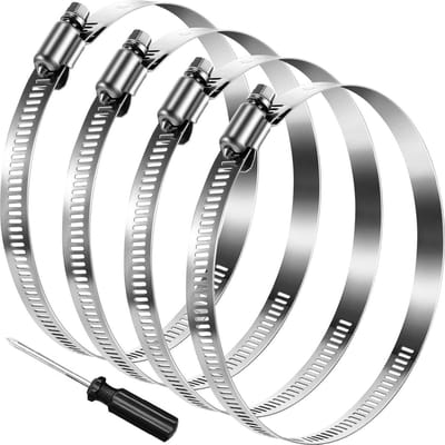 Set van 4 RVS Slangklemmen, 141 mm tot 165 mm, Perfect voor het Bevestigen van Slangen en Buizen