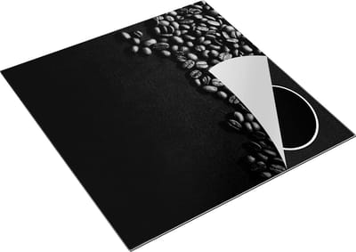 Chefcare Inductie Beschermer Koffiebonen - Zwart Wit - 78x78 cm - Afdekplaat Inductie - Kookplaat Beschermer - Inductie Mat