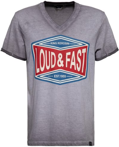 King Kerosin Oilwash T-shirt KKI11016 staalgrijs