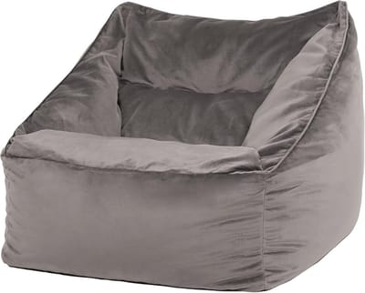 icon Natalia Bean Bag Armchair, Dark Grey, Velvet Fabric, Bean Bag Adult with Filling Included, Bean Bag, Bedroom, Living Room, Living Room Furniture