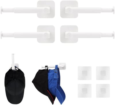 Cap Holders voor Mutsen - 4 Stuks, Sterke Plakhaak voor Wandopslag van Baseball Caps, Ruimtebesparend en Organiserend