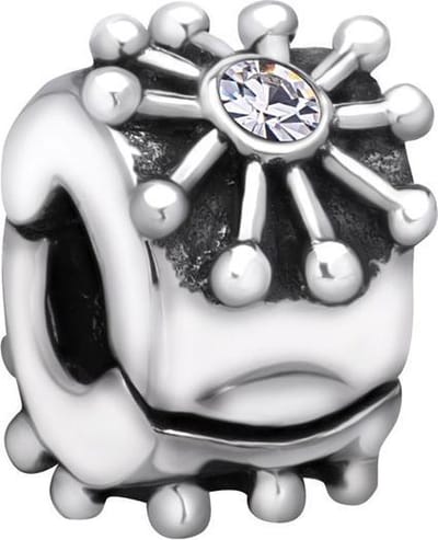 Quiges - 925 - Zilveren - Bedels -Sterling zilver - Beads - Zon StopperKraal Charm - Geschikt – voor - alle bekende merken - Armband Z132