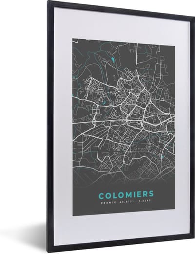 Fotolijst incl. Poster - Colomiers - Frankrijk - Stadskaart - Kaart - Plattegrond - 40x60 cm - Posterlijst