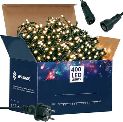 Springos Kerstverlichting | Binnen & Buiten | 24 m | 400 LED | Warm Wit