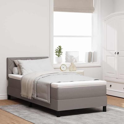 vidaXL - Boxspring - bed - met - LED-stripverlichting - Taupe - 100 - x - 200 - cm - Stof