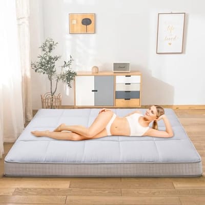 Futon Matras 100 x 200 cm | Vouwmatras 10 cm dik | Japanse Vloermat | Opvouwbare en Ademende Matras voor Camping en Logeerbed