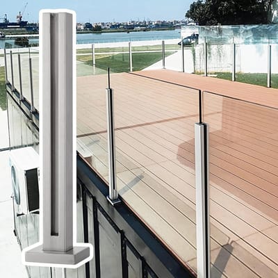 Glazen balustrade paal - RVS hekwerk paal - Veiligheid creëren - Voor diverse panelen - 55cm hoogte - Zilverkleurig