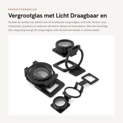 Dailygoods - Vergrootglas met Licht - Draagbaar en Opvouwbaar - 20x Vergroting - Compact Design - Geschikt voor Juwelen en Horloges - Handig voor Deta...