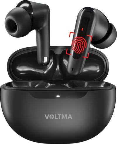 Voltma EchoBuds - Draadloze Bluetooth 5.4 Oordopjes met Ultra-High Definition Geluid - 40 Uur Batterijduur met oplaadcase - One-Step Pairing - Ingebouwde Microfoon - Bluetooth Oortjes - Draadloos Bellen - Geschikt voor Android en iOs - Zwart