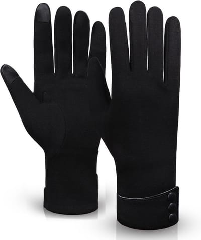 Winter warme handschoenen voor dames - Touchscreen telefoon winddicht gevoerde dikke handschoenen - Buitensporten Fietsen Rijden Warme handschoenen - zwart