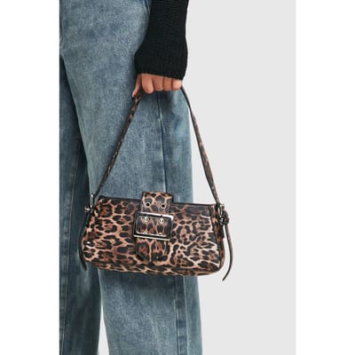 boohoo Dames Buckle Detail Luipaard Schoudertas | Luipaardprint
