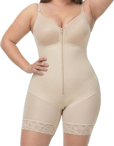 Bodysuit met Rits en Pijpjes - Maat XS - Shapetape - Beige - Shapewear Body - Platte Buik - Full Body Shaper - Short - Corrigerend ondergoed