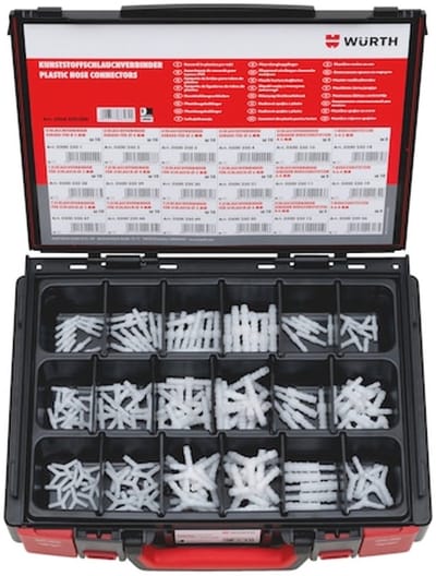 Wurth - Kunststof slangkoppelingen assortiment 155-delig in systeemkoffer - Kunststof slangkoppelingen assortiment 155-delig in systeemkoffer x 1 st