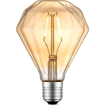 Home Sweet Home - Edison Vintage E27 LED filament lichtbron Diamond - Amber - 9.5/9.5/13.5cm - D95 2W 180lm 2700K - warm wit licht - geschikt voor