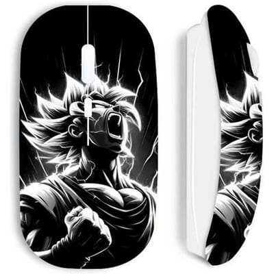 Souris sans fil - Maniacase - Dragon Ball Goku - Design ergonomique - Optique - Noir et Blanc