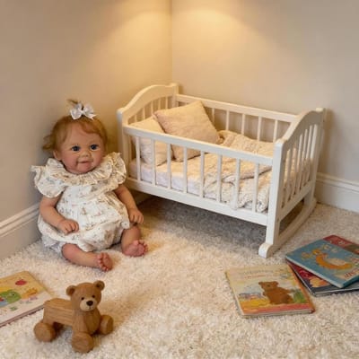 Babypop Volledig Vinyl - Levensechte Pop Pasgeboren - Rollenspel Kinderen - Handgemaakte Details - 48 cm - Dierlijke Bedrukte Outfit