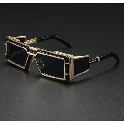 Vierkante Punk Zonnebril Mannen Retro Stijl Luxe Steampunk Zonnebril Vrouwen Mode Bril Gafas De Sol Hombre Lunette De Soleil Homme black