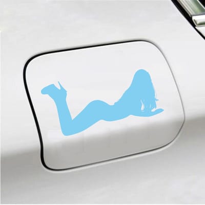 Bumpersticker - Liggende Dame - 8 X 17 - Licht Blauw