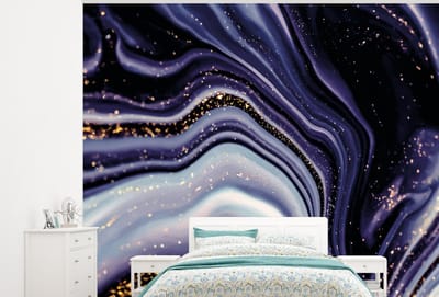 Behang - Fotobehang Marmer - Paars - Luxe - Marmerlook - Glitter - Breedte 300 cm x hoogte 240 cm