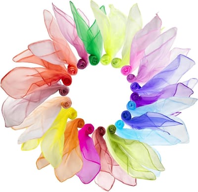 Set van 20 Kleurrijke Juggling Doeken van Chiffon voor Kinderen, Sensory Spel, Dans en Educatieve Activiteiten (60 x 60 cm)