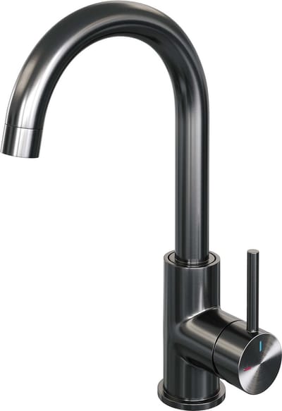 Brauer Gunmetal Edition Wastafelmengkraan opbouw - hoog - draaibaar - ronde uitloop - model a - PVD - geborsteld gunmetal