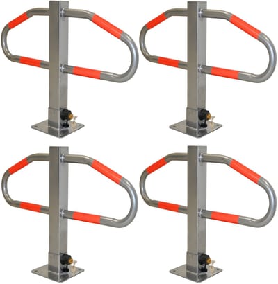 TRUTZHOLM - Parkeerbeugel Set van 4 - 47 x 73 cm - Metaal - Grijs - Afsluitbaar - Opvouwbaar - Parkeerhek Paal