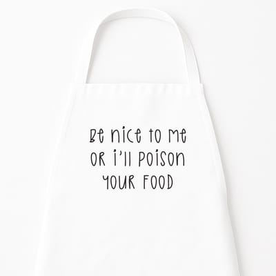 Keukenschort "Be nice to me or I’ll poison your food" | Grappig Kerstcadeau & Sinterklaas