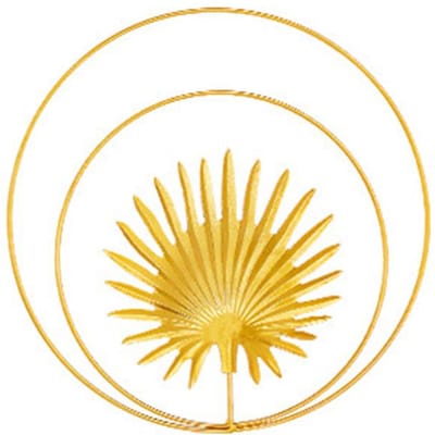 Décoration Murale Décorative Suspendue Ronde Dorée Lumière Luxe Feuille Ornement Mural pour Maison Feuille de Palmier yellow