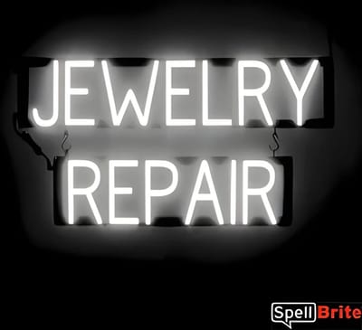 JEWELRY REPAIR - Lichtreclame Neon LED bord verlicht | SpellBrite | 71 x 38 cm | 6 Dimstanden - 8 Lichtanimaties | Reclamebord neon verlichting