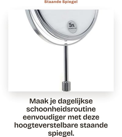 Dailygoods- Make-upspiegel hoogteverstelbaar - Dubbelzijdig - 10x/7x/5x vergroting - Tafelspiegel - Badkamerspiegel - Beweegbare voet - Vergrotingsspiegel