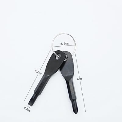 Jonyx - Schroevendraaier sleutelhanger - Mini gereedschap - 2 stuks - Kruiskop en platkop - Zwart