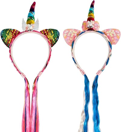 Kleurrijke Eenhoorn Haarband met Strengen voor Kinderen - Perfect voor Verjaardagsfeesten, Carnaval en Paasdecoratie