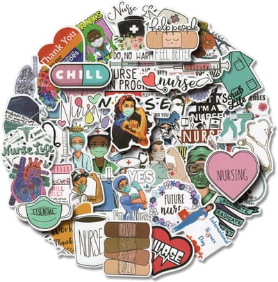 Verpleegsters en zusters stickers | 50 stuks | stickers voor op laptop, agenda, koffer, etc. Gezondheidszorg Stickers - Verpleegkundige Zorg