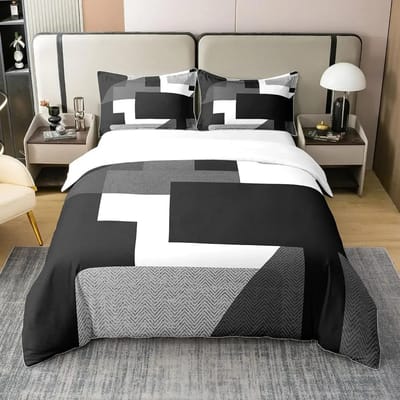 Geometrische Dekbedovertrek Set 3 Delen Slaapkamer Decoratie Voor Kinderen Twin Maat Dekbedovertrek Set Streep Lijnen Beddengoed Set Met 2 Kussenslopen EU Double(200*200cm)3pcs