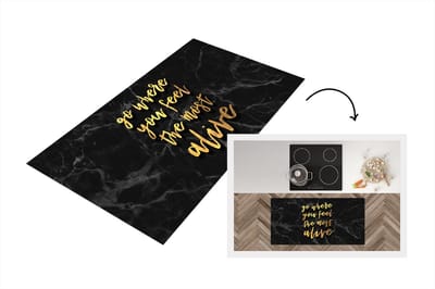 Keukenloper - Loper keuken - Quotes - Leven - Marmer - 120x60 cm - Keukenloper vinyl
