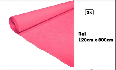 3x Tafelrol tafelkleed pink 120cm x 800cm papier- Diner food festival eten fun thema feest party