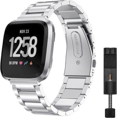 MY PROTECT - Luxe Metalen Bandje Geschikt Voor Fitbit Versa 1 / Versa 2 - Schakel Band - Zilver