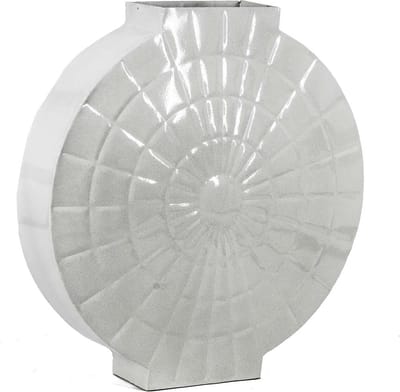 HomeBound by KY | Metalen vaas rond wit | 30,5x8,5x34cm | bloemenvaas wit