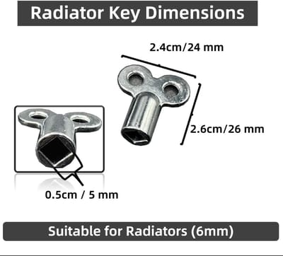 Radiator Ontluchtingssleutel - Ventiel Sleutel - Verwarming Ontluchten - Duurzame Zinklegering - 5mm Vierkant - Wit
