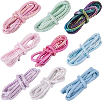 9 Stuks PU Lederen Touw in 9 Kleuren - Gevlochten Koord voor Sleutelhangers, Sieraden en DIY Handwerk - 5 mm Draad voor Creatieve Projecten
