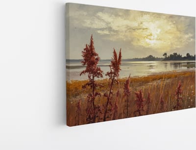 Saammp Canvas Schilderij - Abstract - botanisch - Landschap - Natuur - 45x30 - Foto op canvas - Wanddecoratie - Muurdecoratie Woonkamer - Slaapkamer decoratie - Canvas Print