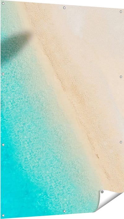 Gards Tuinposter Silhouet van een Vliegtuig op het Strand - 100x150 cm - Tuindoek - Tuindecoratie - Wanddecoratie buiten - Tuinschilderij