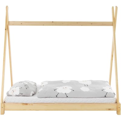 Kinderbed Tipi 70x140 cm van grenenhout incl. matras H-10cm houten bed met lattenbodem ML design