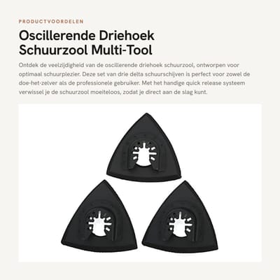 Dailygoods- Schuurzool Driehoek - 3 Stks Set - Multi-Tool Schuurschijf - Quick Release - Duurzaam Roestvrij Staal - Efficiënt Schuren - Schuurpapier