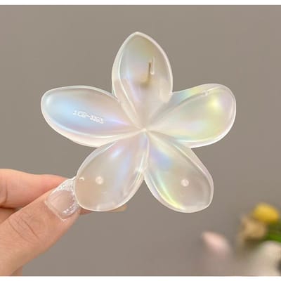 Barrettes à cheveux Fleur de Plumeria Colorées - Accessoires de queue de cheval en plastique pour la mode féminine - Adaptées pour le printemps et l'été, Voyage à Hawaï