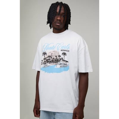 Lang Oversized Monte Carlo Print T-shirt | White | Size Large